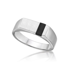 MENS RECT. SIGNET RING ONYX INLAY