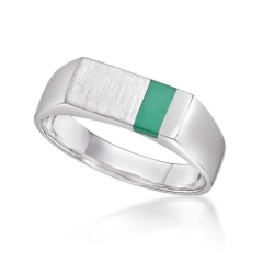 MENS RECT. SIGNET RING, MALACHITE INLAY