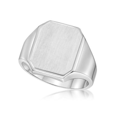 MENS SIGNET RING, MATT EMERALD SHAPE TOP