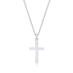 CROSS, PLAIN SILVER, PEND. with CHAIN